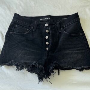 Denim Forum. The Ex Boyfriend Distressed Black Jean Shorts